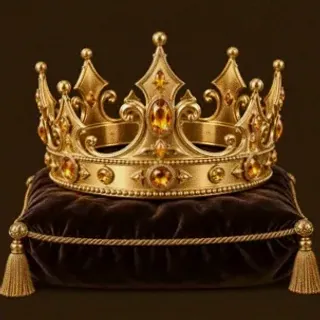 Gold crown on cushion — Casiny