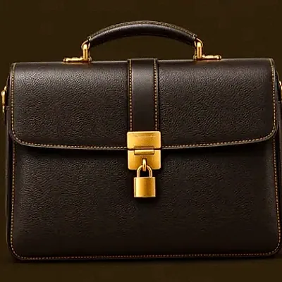 Locked leather briefcase — Casiny